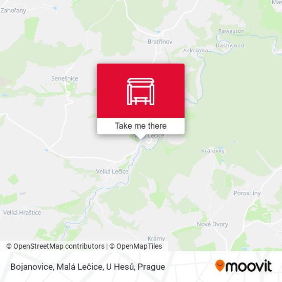 Карта Bojanovice, Malá Lečice, U Hesů