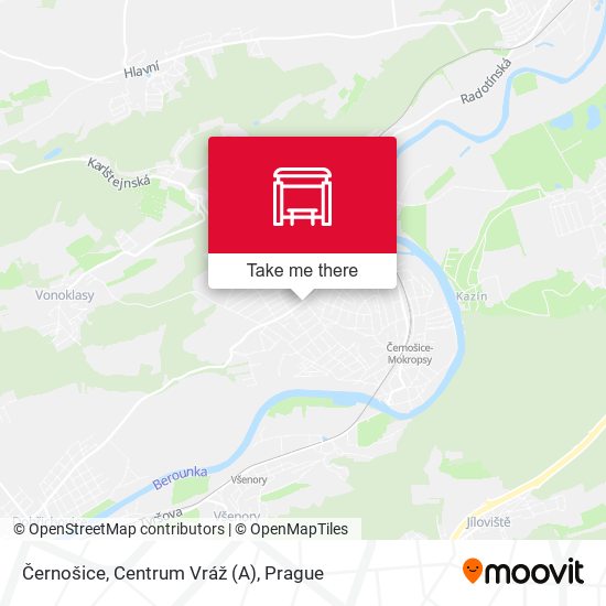 Černošice, Centrum Vráž map