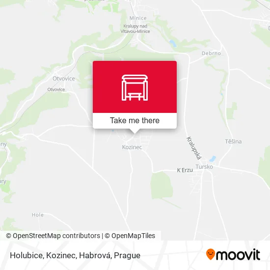 Карта Holubice, Kozinec, Habrová