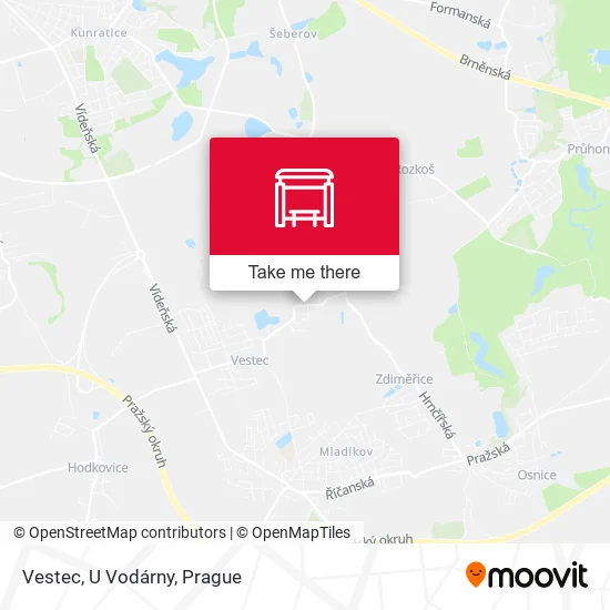 Карта Vestec, U Vodárny