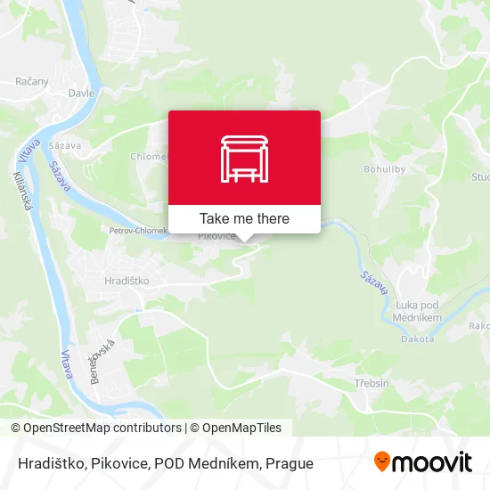 Карта Hradištko, Pikovice, POD Medníkem
