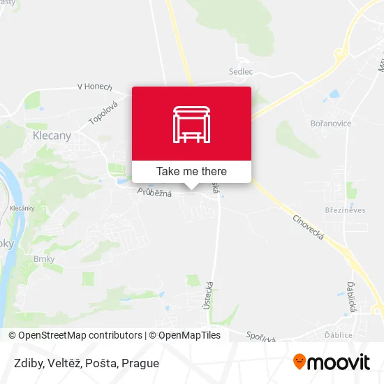 Карта Zdiby, Veltěž, Pošta