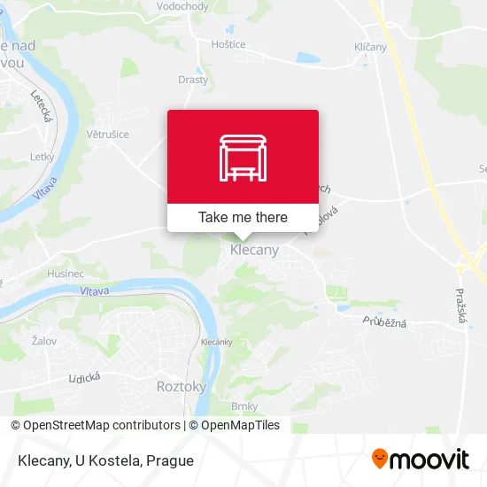 Карта Klecany, U Kostela