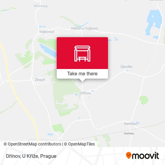 Dřínov, U Kříže map