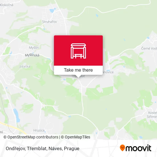 Карта Ondřejov, Třemblat, Náves