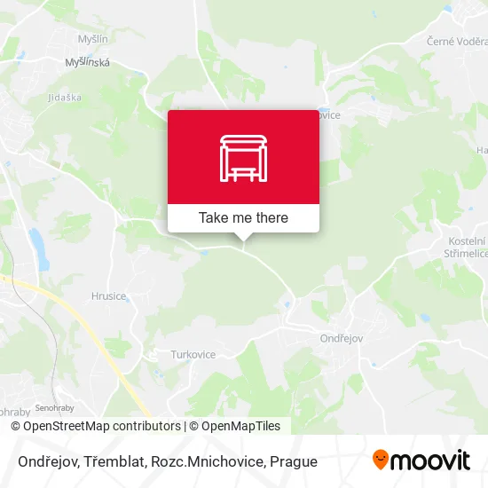 Карта Ondřejov, Třemblat, Rozc.Mnichovice