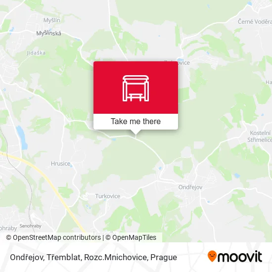 Карта Ondřejov, Třemblat, Rozc.Mnichovice