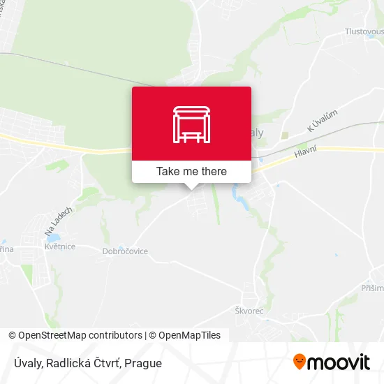 Карта Úvaly, Radlická Čtvrť
