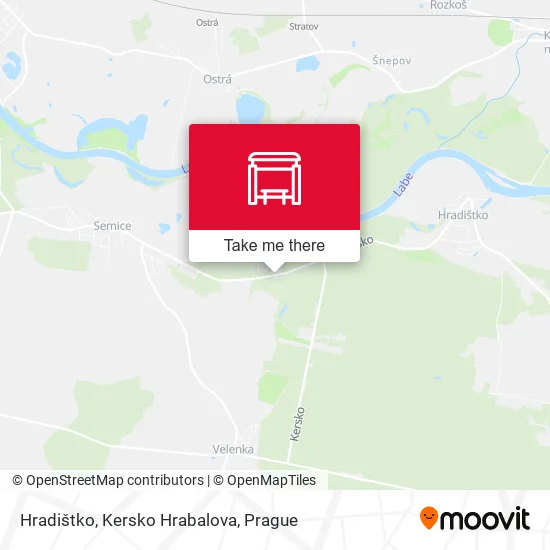 Карта Hradištko, Kersko Hrabalova