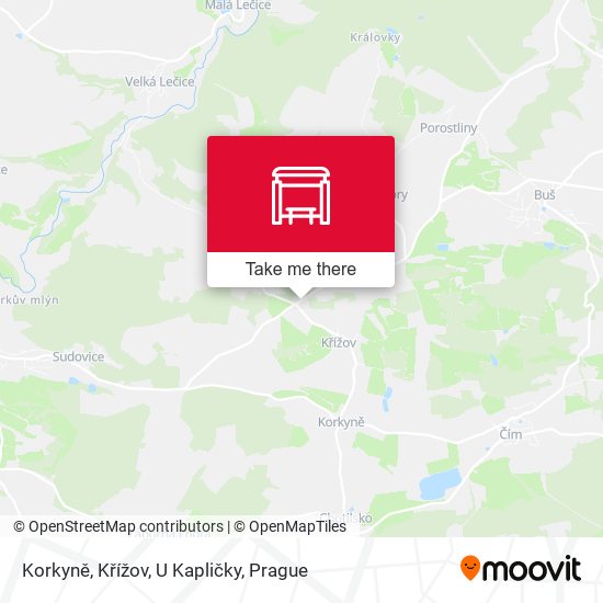 Korkyně, Křížov, U Kapličky map