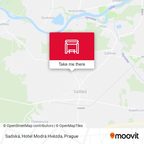 Карта Sadská, Hotel Modrá Hvězda