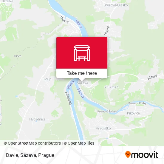 Карта Davle, Sázava