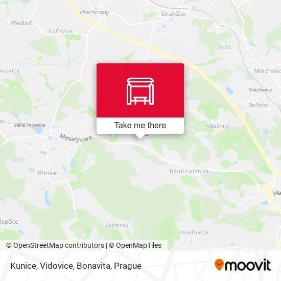 Карта Kunice, Vidovice, Bonavita