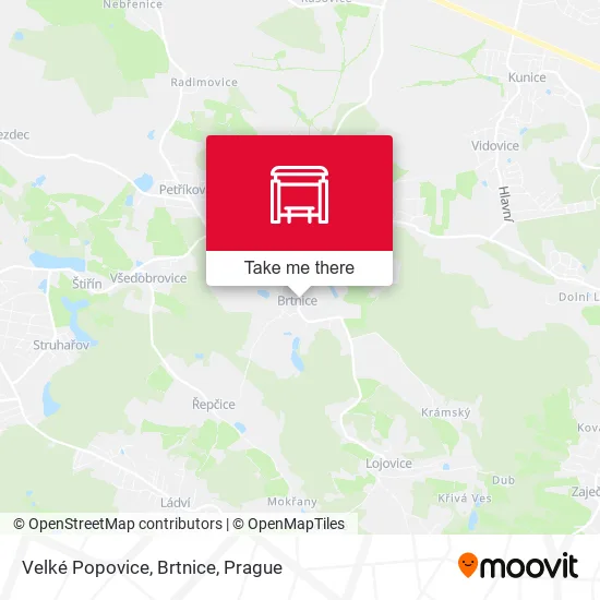 Карта Velké Popovice, Brtnice