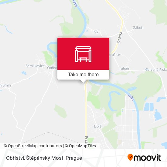 Obříství, Štěpánský Most map