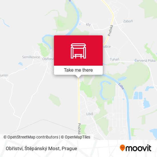 Obříství, Štěpánský Most map