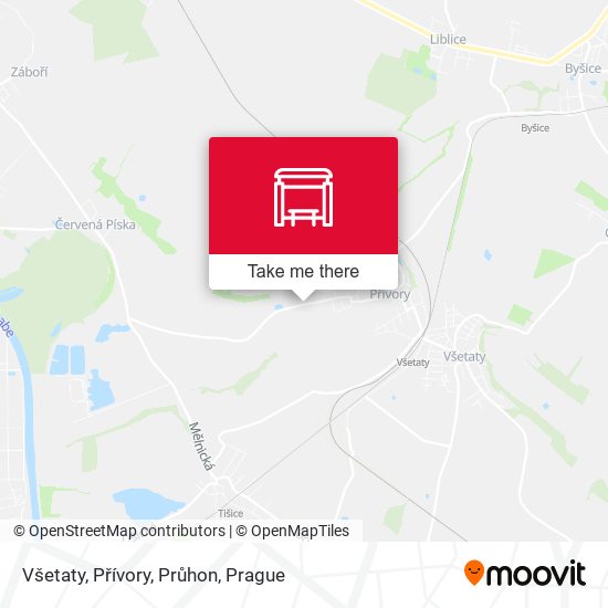 Všetaty, Přívory, Průhon map