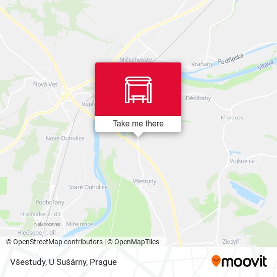 Карта Všestudy, U Sušárny