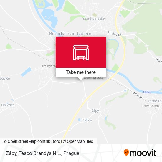 Zápy, Tesco Brandýs N.L. map