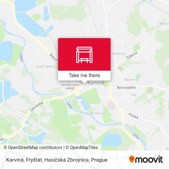 Карта Karviná, Fryštát, Hasičská Zbrojnice