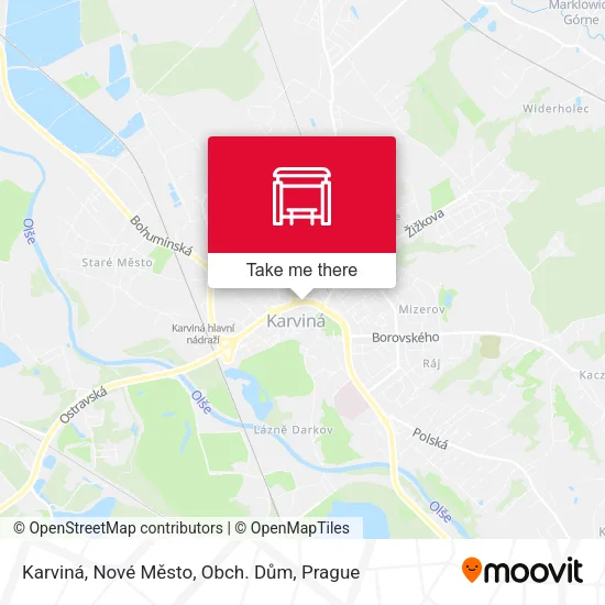 Карта Karviná, Nové Město, Obch. Dům