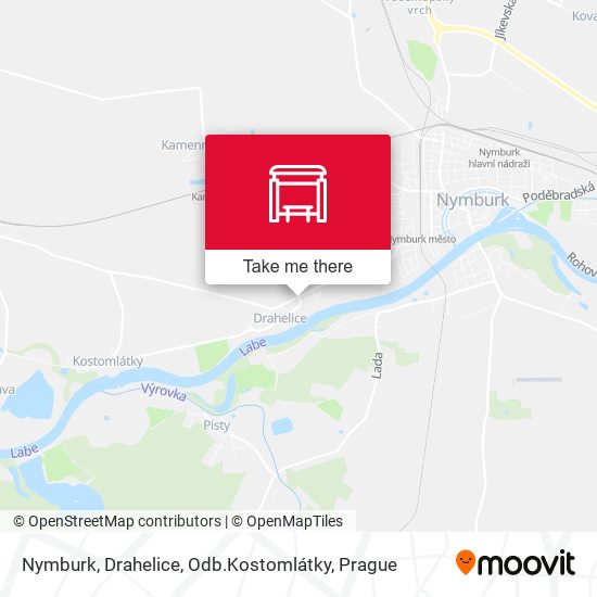 Nymburk, Drahelice, Odb.Kostomlátky map