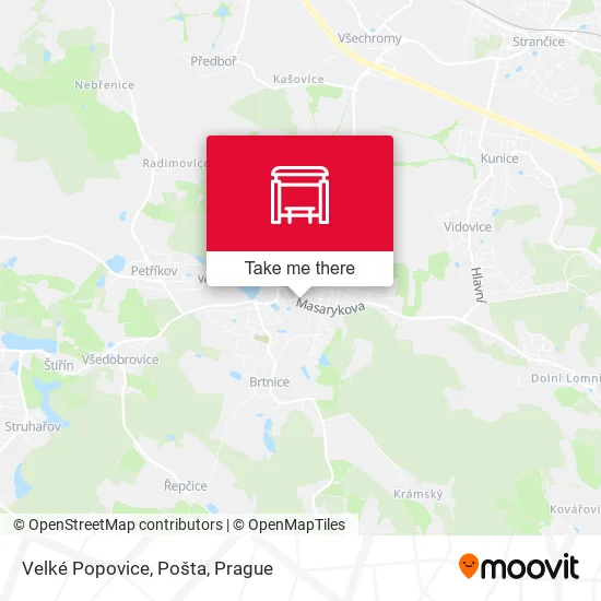 Карта Velké Popovice, Pošta