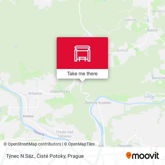 Týnec N.Sáz., Čisté Potoky map