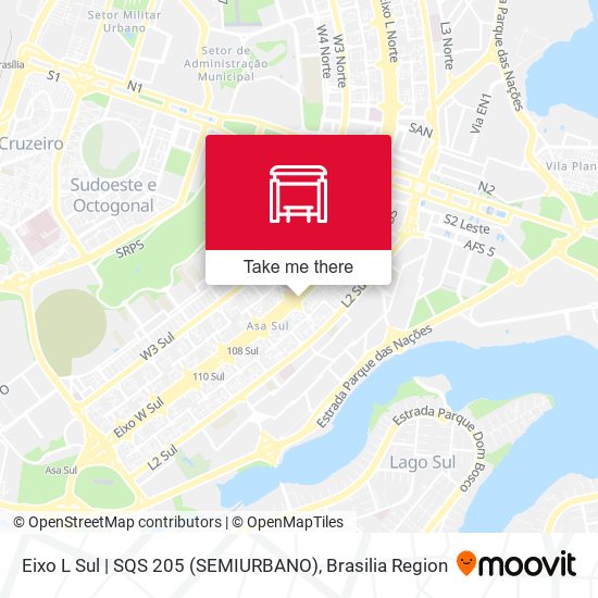 Mapa Eixo L Sul | SQS 205 (SEMIURBANO)