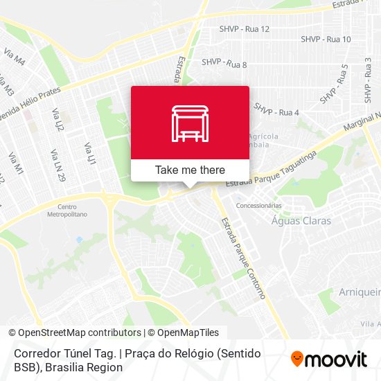 Mapa Corredor Túnel Tag. | Praça do Relógio (Sentido BSB)