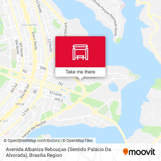 Avenida Albaniza Rebouças (Sentido Palácio Da Alvorada) map