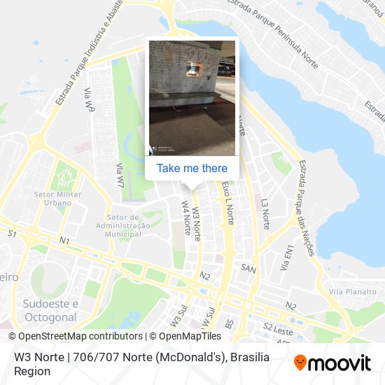 Mapa W3 Norte | 706 / 707 Norte (McDonald's)