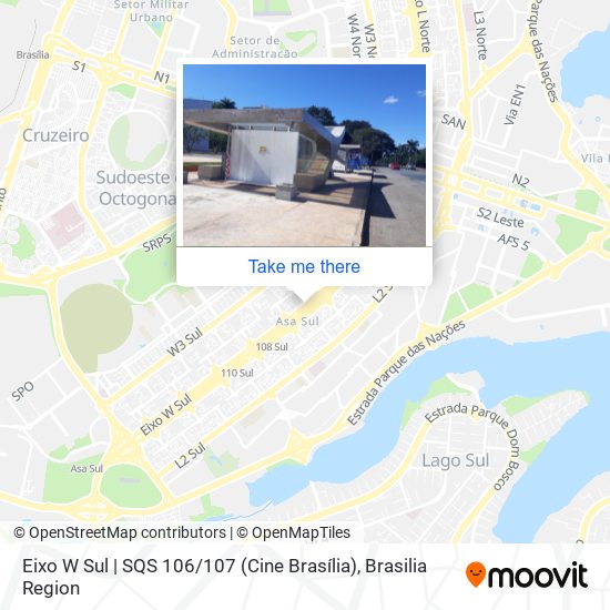 Mapa Eixo W Sul | SQS 106 / 107 (Cine Brasília)