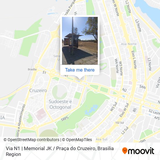Mapa Via N1 | Memorial JK / Praça do Cruzeiro