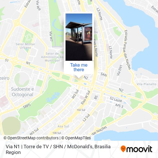 Mapa Via N1 | Torre de TV / SHN / McDonald's