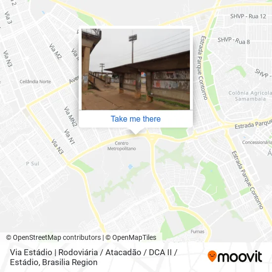 Mapa Via Estádio | Rodoviária / Atacadão / DCA II / Estádio