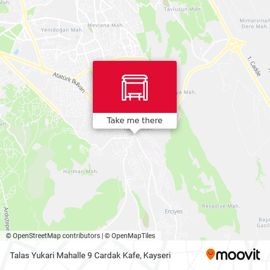 Talas Yukari Mahalle 9 Cardak Kafe map