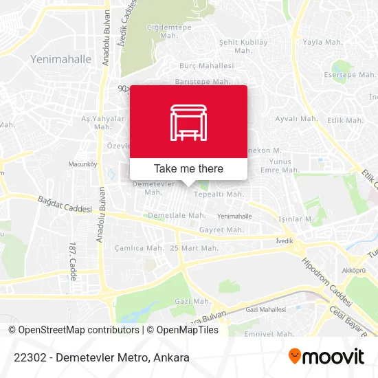 22302 - Demetevler Metro map