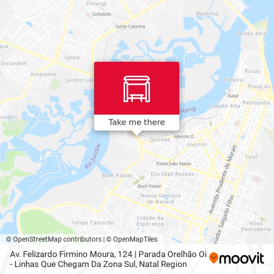 Av. Felizardo Firmino Moura, 124 | Parada Orelhão Oi - Linhas Que Chegam Da Zona Sul map