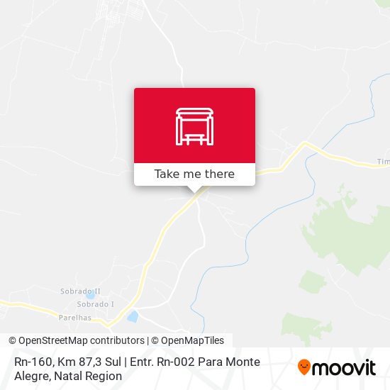 Mapa Rn-160, Km 87,3 Sul | Entr. Rn-002 Para Monte Alegre