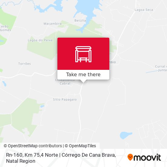 Rn-160, Km 75,4 Norte | Córrego De Cana Brava map