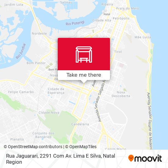 How to get to Rua Jaguarari, 2291 Com Av. Lima E Silva in Lagoa Nova by Bus  or Train?