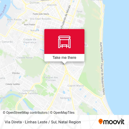 Via Direta - Linhas Leste / Sul map