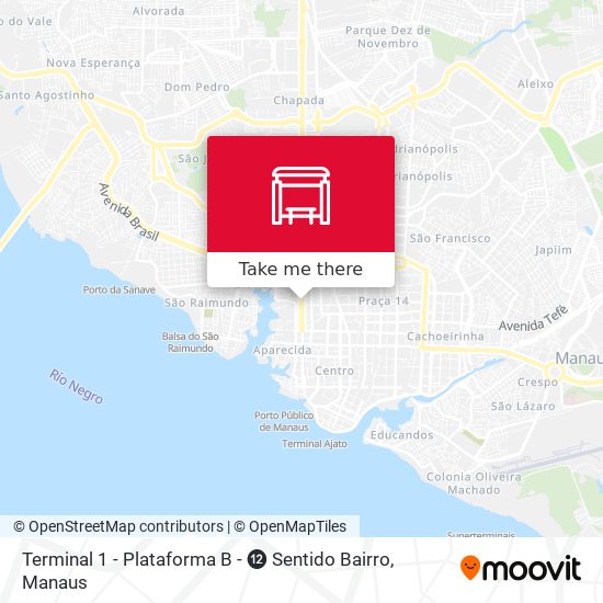 Mapa Terminal 1 - Plataforma B - ⓬ Sentido Bairro