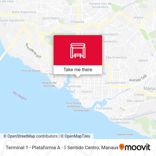 Terminal 1 - Plataforma A - ➏ Sentido Centro map