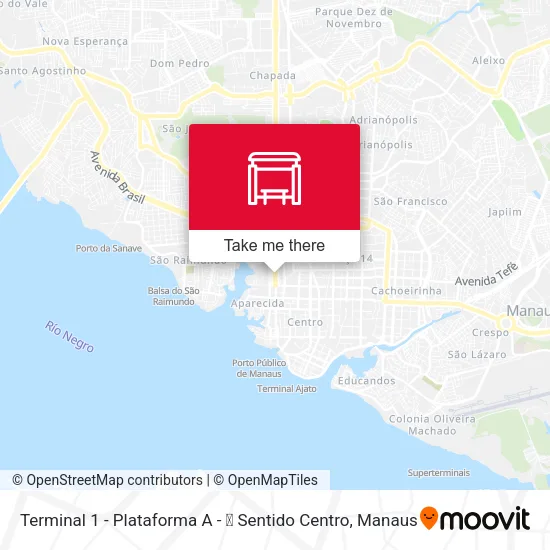 Terminal 1 - Plataforma A - ➍ Sentido Centro map