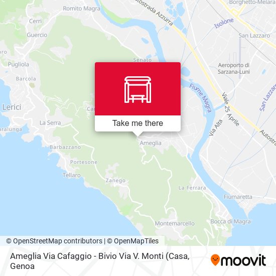 Ameglia Via Cafaggio - Bivio Via V. Monti map