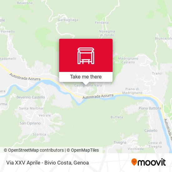 Via XXV Aprile - Bivio Costa map