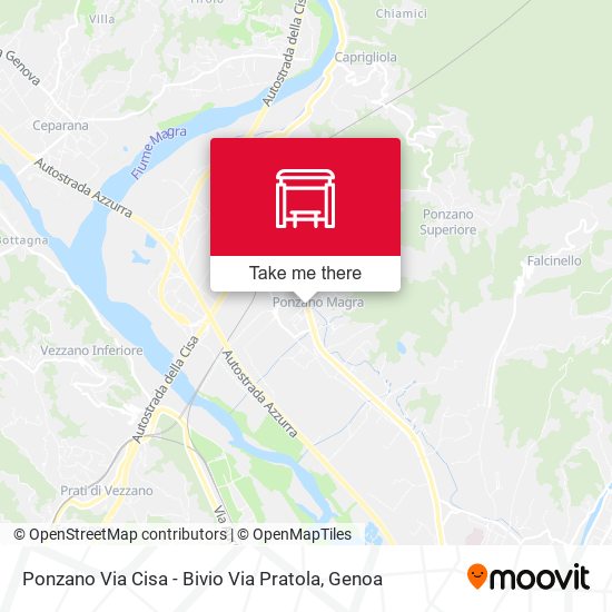 Ponzano Via Cisa - Bivio Via Pratola map