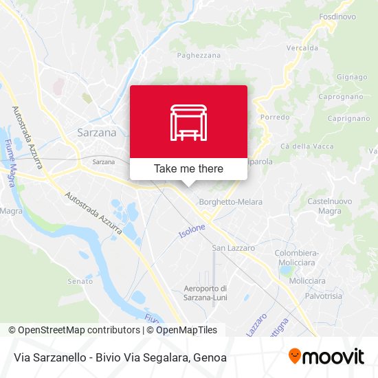 Via Sarzanello - Bivio Via Segalara map